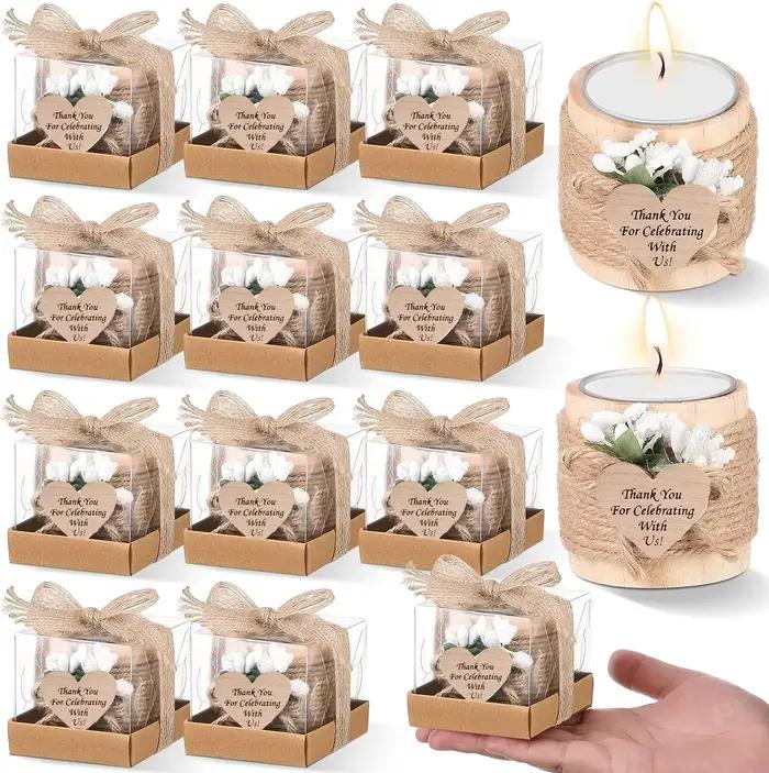 Bougeoirs photophore en bois pour mariage