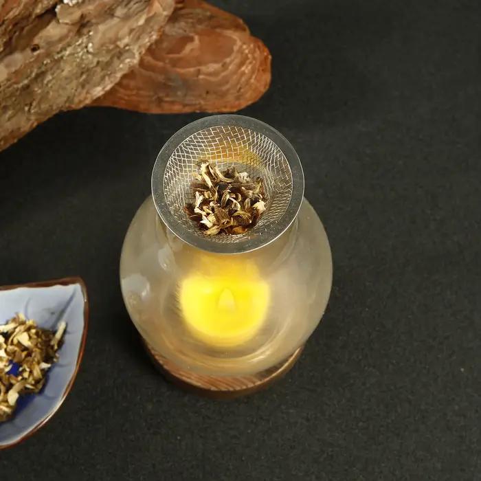 Bougeoir en verre, support chauffant avec Base en bois