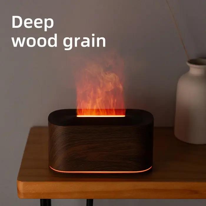 Diffuseur d'huiles essentielles silencieux avec 7 lumières de couleur arrêt automatique humidificateur de flamme colorée pour ambiance relaxante occasions spéciales