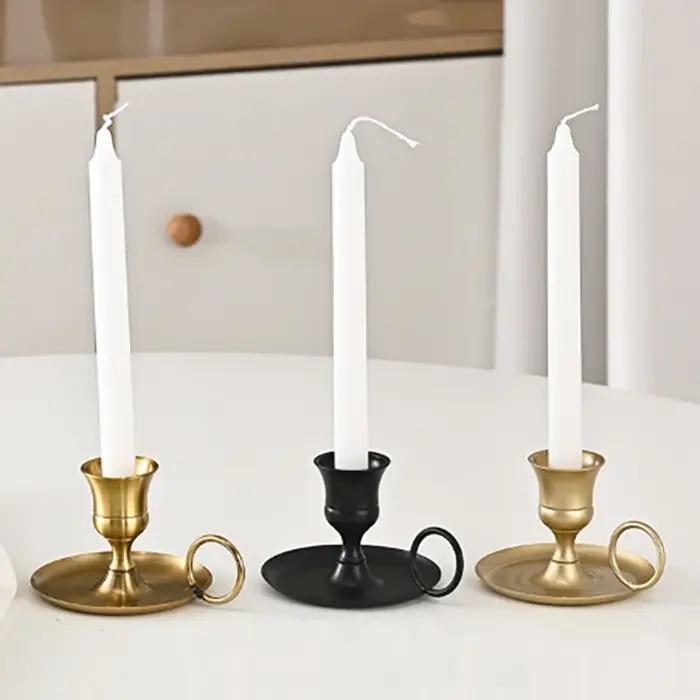 Porte-bougie de table avec poignée métal élégant pour décoration intérieure salon chambre mariage et célébrations spéciales
