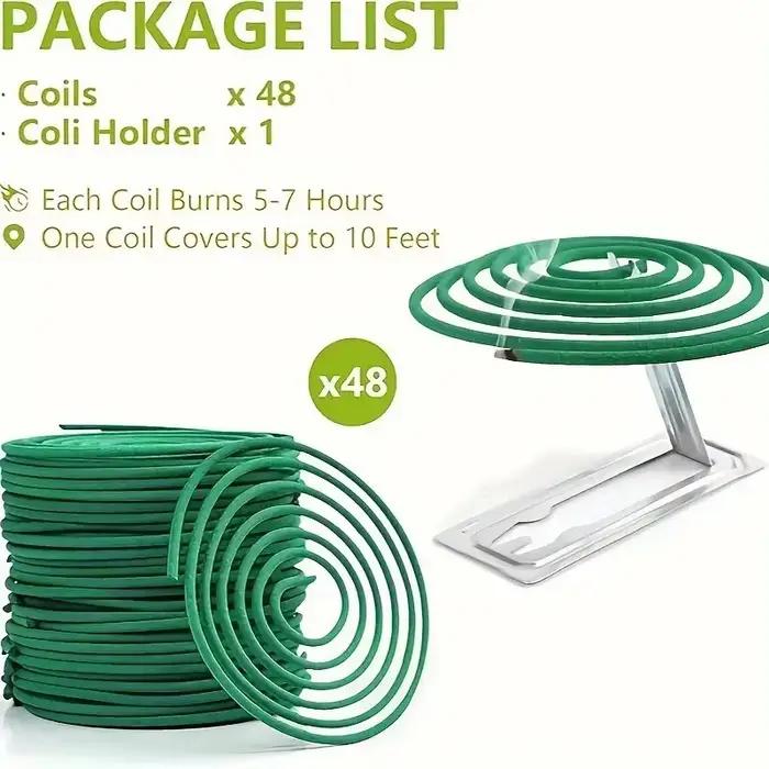 Y 48 pièces encens en bobine de citronnelle naturelle avec support-camping, bord de piscine, extérieur, Patio et randonnée parfum anti-moustique américain