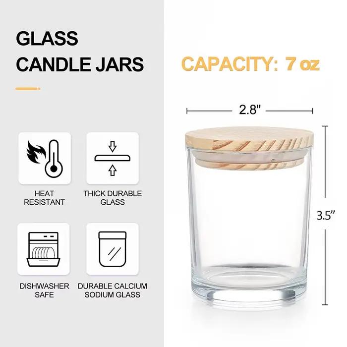 Pots de bougies épais de 200ml pour la fabrication de bougies, pots vides de 7OZ avec couvercles en