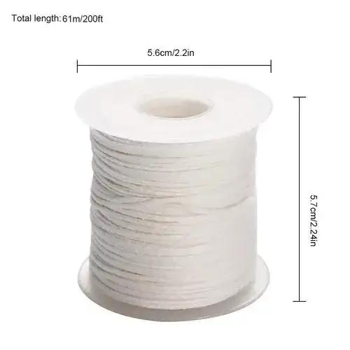 1 rouleau de mèche de bougie blanche en coton tissé