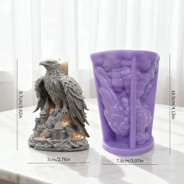Bougie d'art du château d'aigle motif exquis silicone gris clair pour décoration intérieure personnelle et cadeau tendance