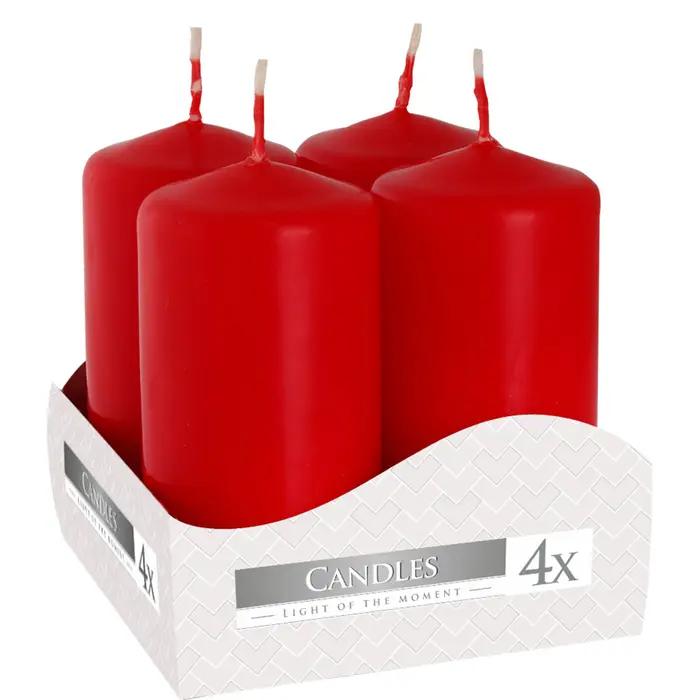 Set of Pillar Candles 40x80mm (4 pieces) - Red