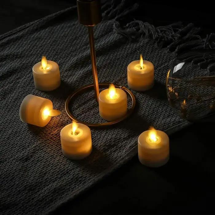 Bougies chauffe-plat LED à mèche mobile blanc chaud
