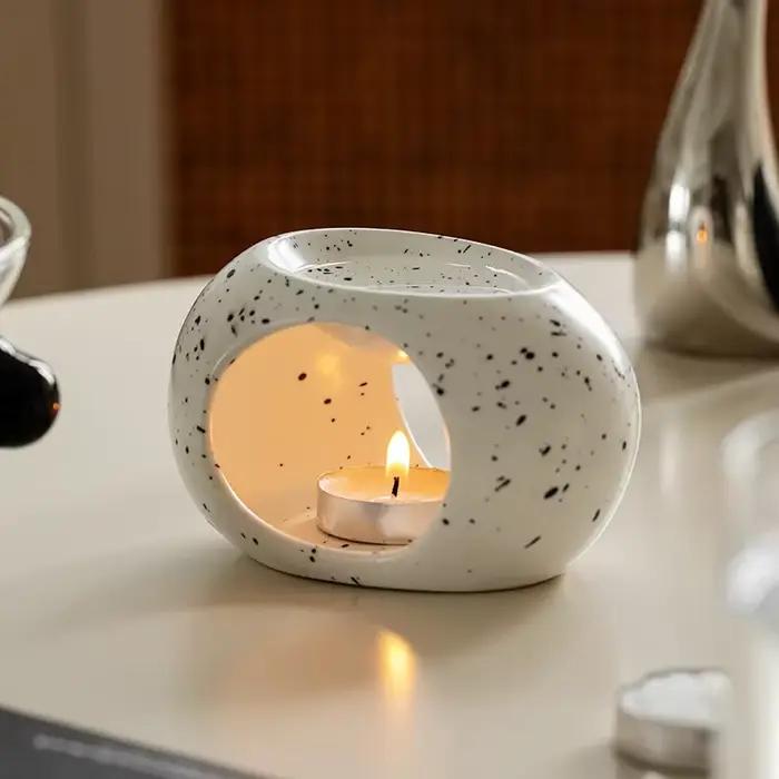 Support chauffant à bougie noire Simple, céramique, diffuseur d'huile essentielle, four domestique, Spa, aromathérapie, brûleur d'encens