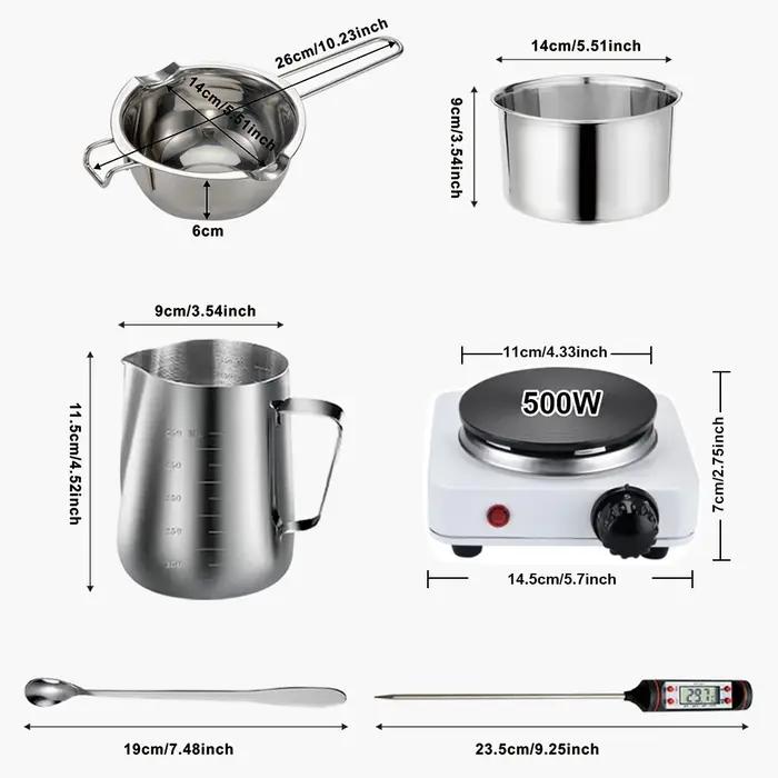 Kit d'outils d'artisanat de bougies à bricoler soi-même avec plaque chauffante de fusion de cire