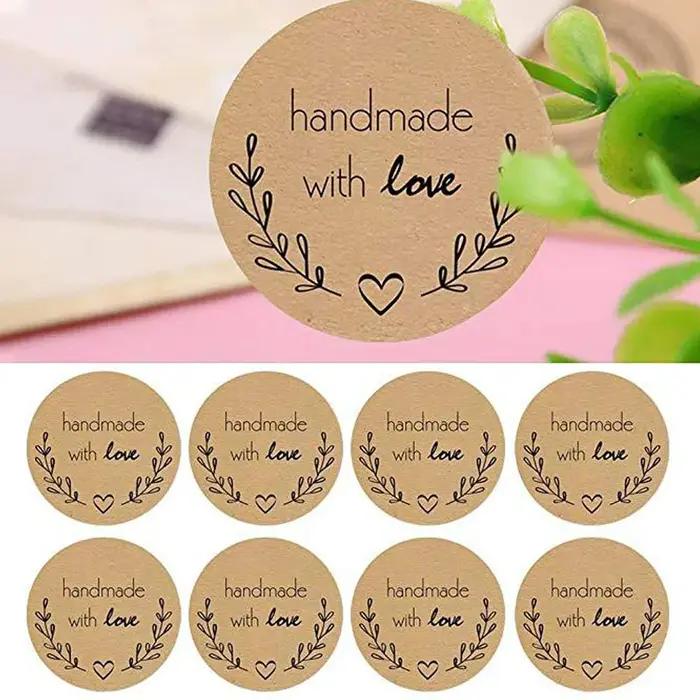 Étiquette ronde en papier kraft avec logo de bougie en bobine
