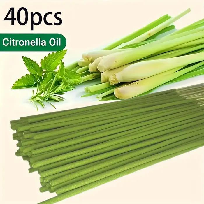 Bâton d'encens de ligne de citronnelle, 20/40/80/200 pièces, temps de combustion de 45 minutes, parfum d'été en bois artificiel, adapté à la maison et à l'extérieur