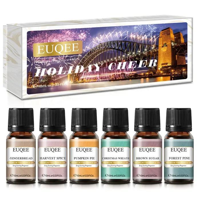 EUQEE 6 pièces/ensemble huile parfumée cadeau Kit pour diffuseur café boulangerie récolte épices citrouille tarte forêt pin fruits sucrés arômes huiles