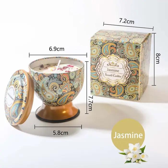 Boite à bougies parfumées aux senteurs florales rose lavande gobelet pot encens sans fumée cire decoration maison cadeau anniversaire mariage