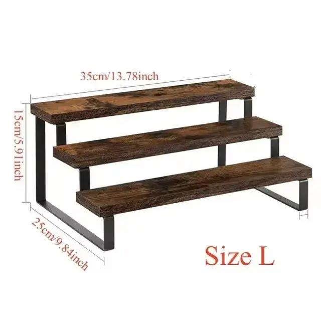 Présentoir en bois à trois niveaux pour cupcakes parfums maquillage support de figurine organisation cuisine salle de bain bureau durable multifonctionnel
