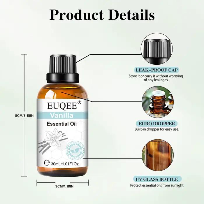 Huiles essentielles EUQEE 30ml pour aromathérapie, humidificateur, bougie parfumée, encens, patchouli, huile parfumée, bien-être et relaxation à offrir