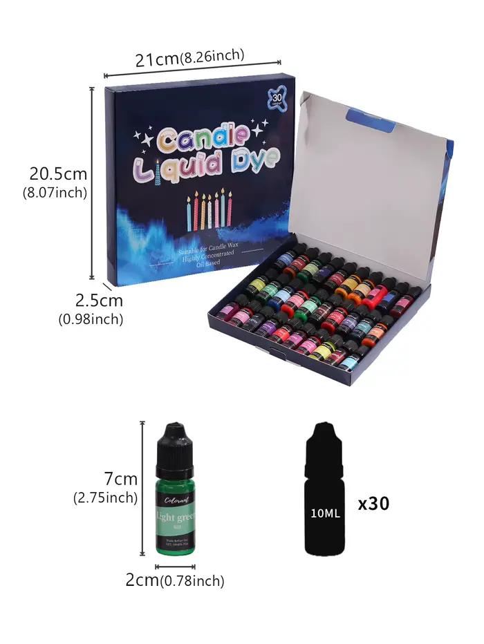 Pigment de bougie liquide pour bricolage 30 couleurs artisanal fait main colorant de résine pour création de bougies occasions spéciales