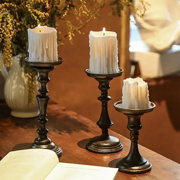 Bougeoir à jambes hautes en fonte européenne pour la maison salon table à manger décoration mariage style artisanal européen