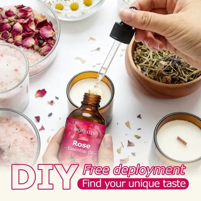 Huile essentielle de rose, huile parfumée aux notes florales élégantes pour diffuseurs, projets de bricolage parfumés et aromathérapie, parfum romantique et délicat.