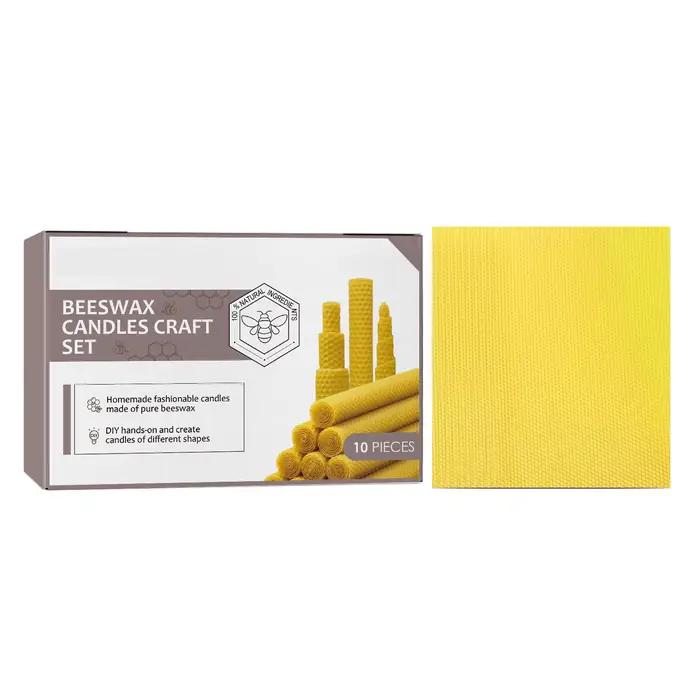 Bougies coniques en cire d'abeille faites à la main, 10 pièces, mèche en nid d'abeille en coton, bou