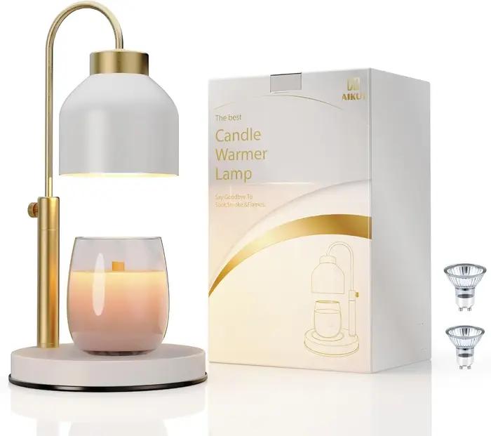 Lampe chauffante pour bougies avec minuterie et variateur réglable compatible avec pots à bougies grands formats pour ambiances chaleureuses et personnalisables à la maison