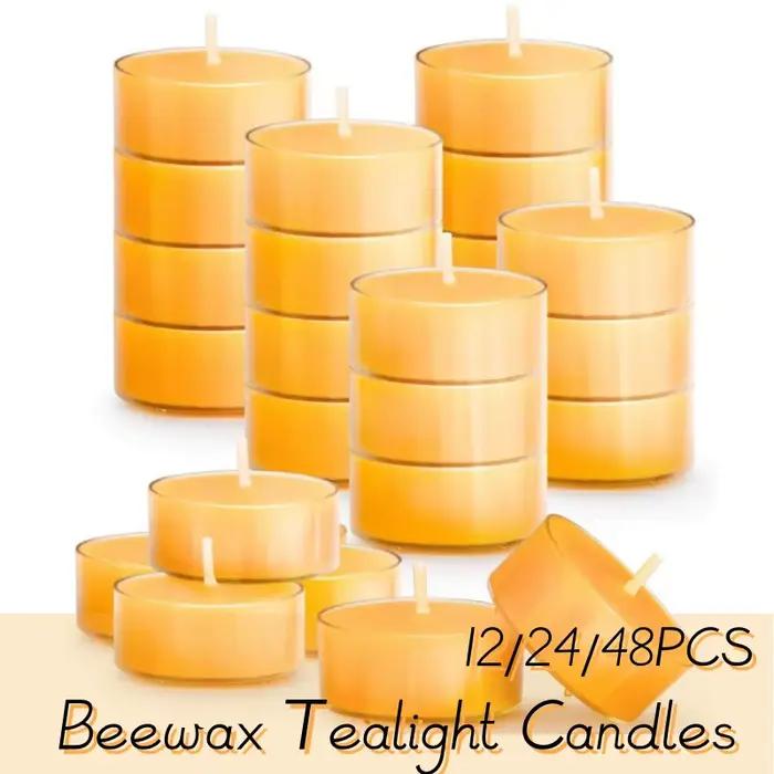 12/24/48 pièces bougies chauffe-plat en cire d'abeille sans fumée miel parfumé bougie en cire d'abei