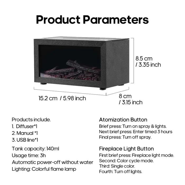 Mini diffuseur d'arôme de cheminée à flamme 140ml