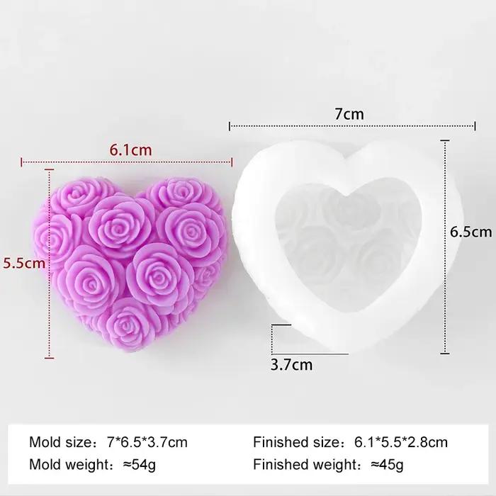 Bricolage amour Rose fleurs saint valentin bougie moule arôme gypse résine Silicone