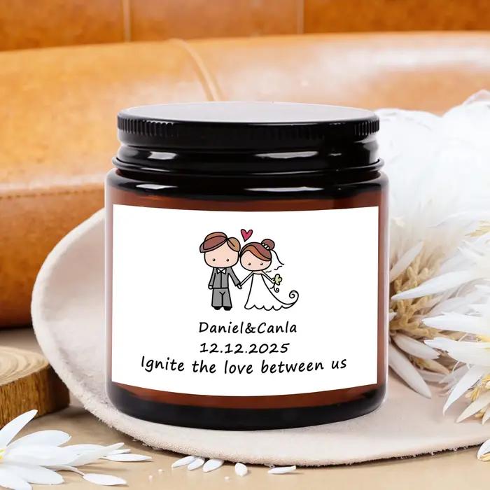 3, 5 onces / 70g Souvenir de mariage personnalisé Bougies parfumées personnalisées - un excellent cadeau pour les fêtes