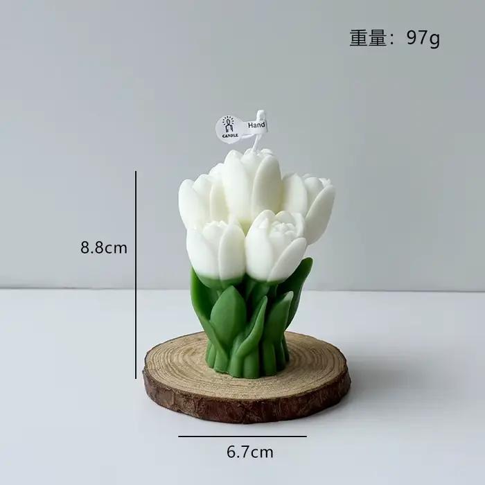 Bougies d'aromathérapie à modélisation de Bouquet de tulipes, Ambiance Ins, cadeaux de vacances sent