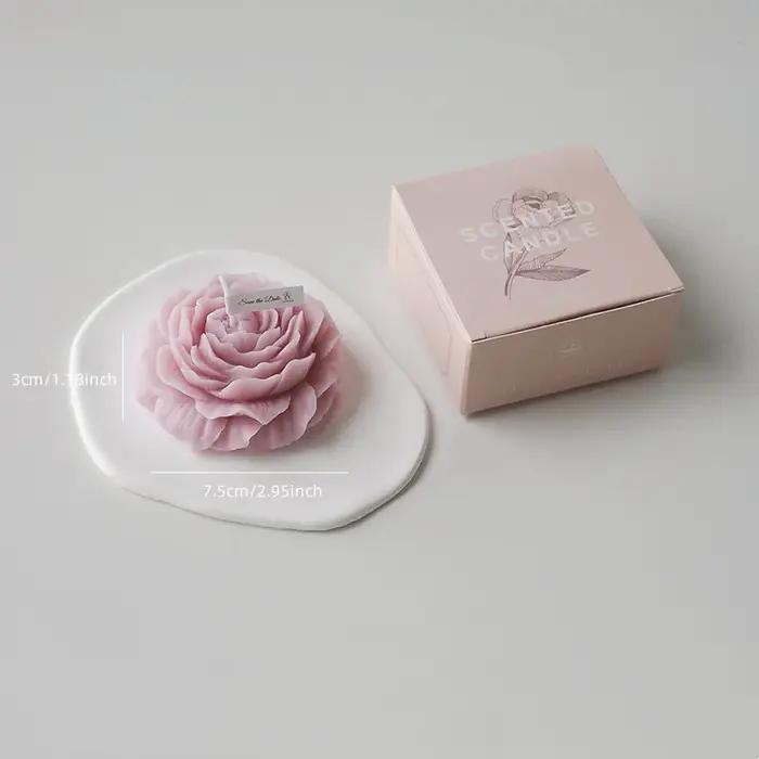 Bougie en forme de fleur de rose basse température, bougie parfumée esthétique douce de 3 pouces