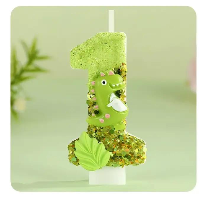 Cadeau d'anniversaire pour garçon, bougie décorative en forme de dinosaure mignon, ornement de gâtea