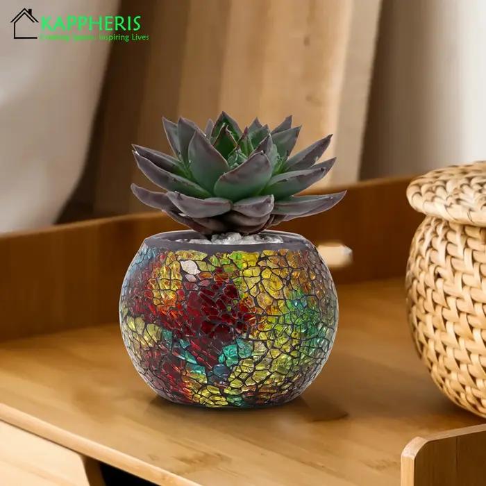 Bocaux Africains Arc-en-Ciel en Mosaïque de Verre Support de Thé Décoration Maison Occasions Spéciales Exotisme Charme Artisanal