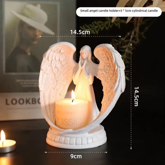 Porte-bougie d'ange blanc pour église - Décoration religieuse en résine, décoration d'autel avec sta