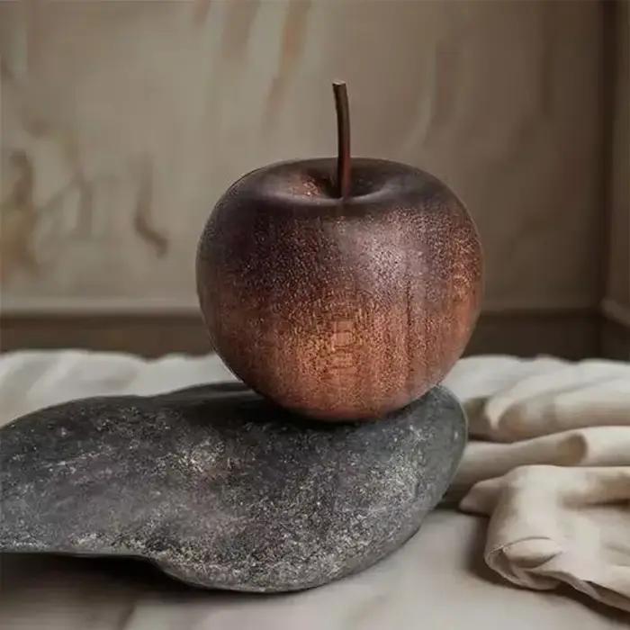 ♫ Diffuseur d'huiles essentielles en bois en forme de pomme, bâton d'aromathérapie décoratif en bois de Sapele, diffuseur de parfum adapté à la maison B