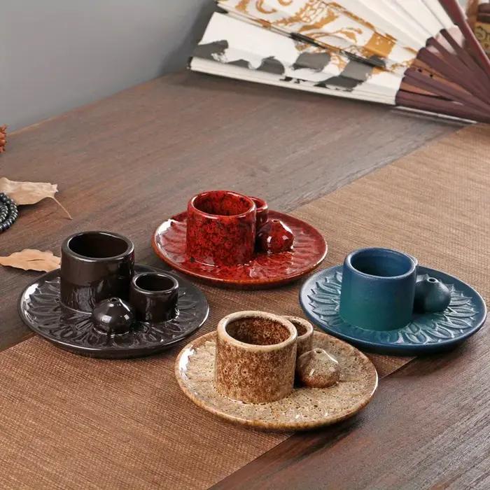 Brûleur d'encens en céramique 4 en 1 pour aromathérapie, méditation, yoga et décoration d'intérieur,