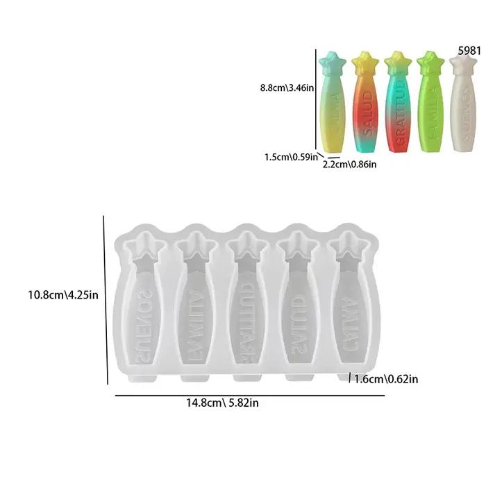 Moule à bougie Pentagramme 3D en forme d'étoile avec alphabet espagnol, pour bougies d'aromathérapie