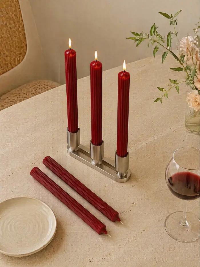 Ensemble de 4 bougies d'aromathérapie rouge vin de 25 cm