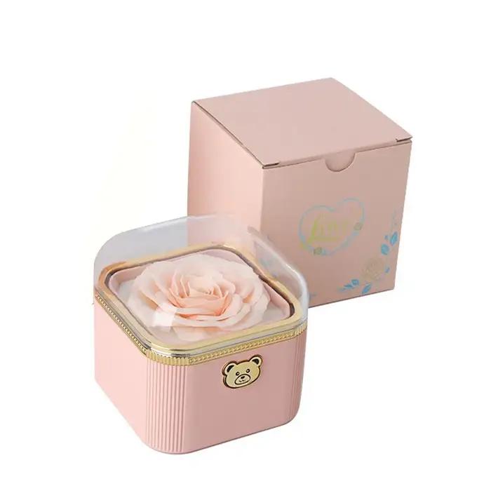 Boîte à bijoux cadeau surprise – Rose à rabat automatique parfumée