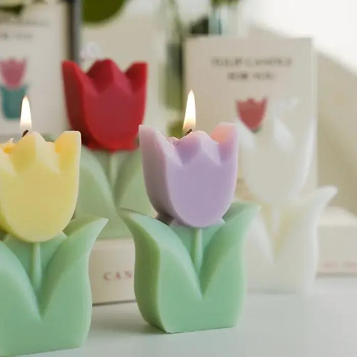 Bougie tulipe faite à la main