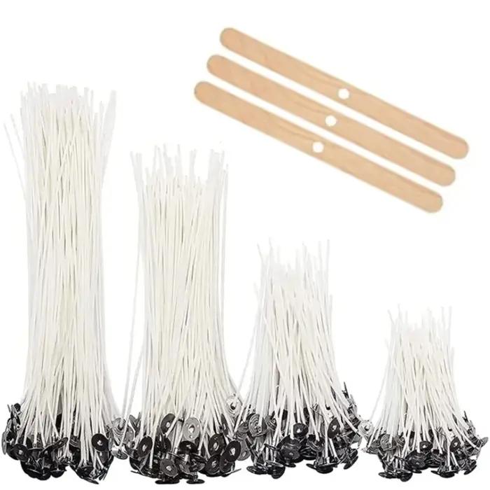 Ensemble de mèches de bougie en coton ciré avec support