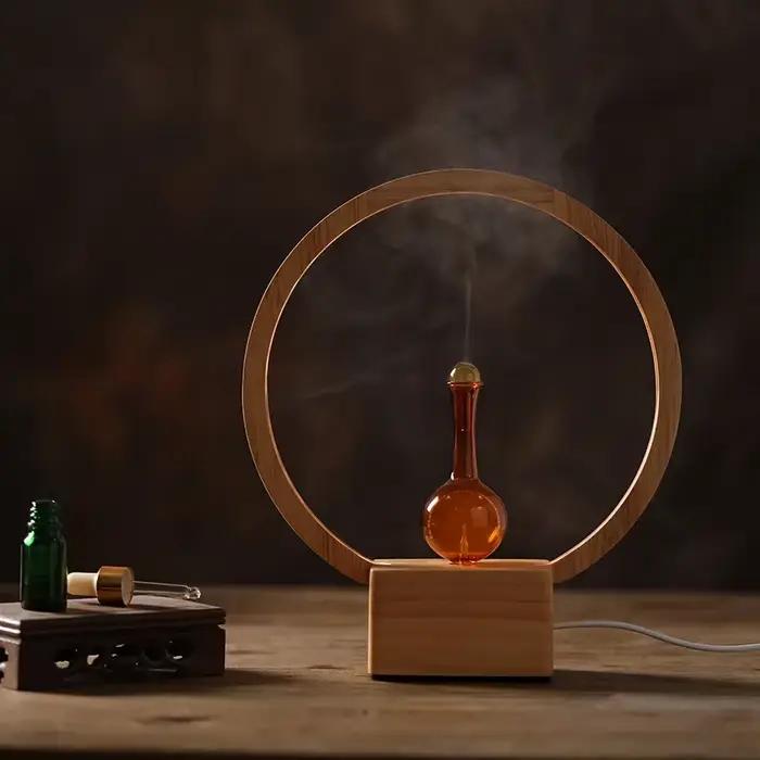 Diffuseur d'huiles essentielles en verre et bois pour ambiance relaxante à domicile bureau spa bien-être
