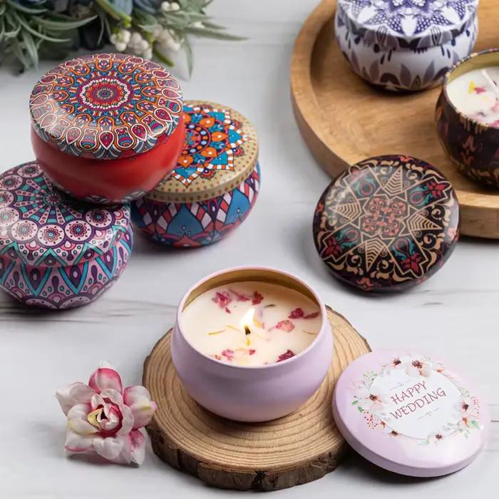 Bougie aromathérapeutique en cire de soja multicolore pour ambiance romantique et relaxation maison ou bureau occasions spéciales anniversaires de mariage