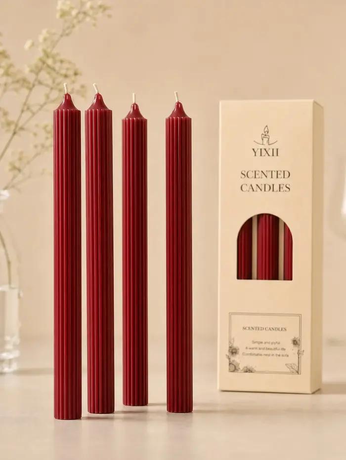 Ensemble de 4 bougies d'aromathérapie rouge vin de 25 cm