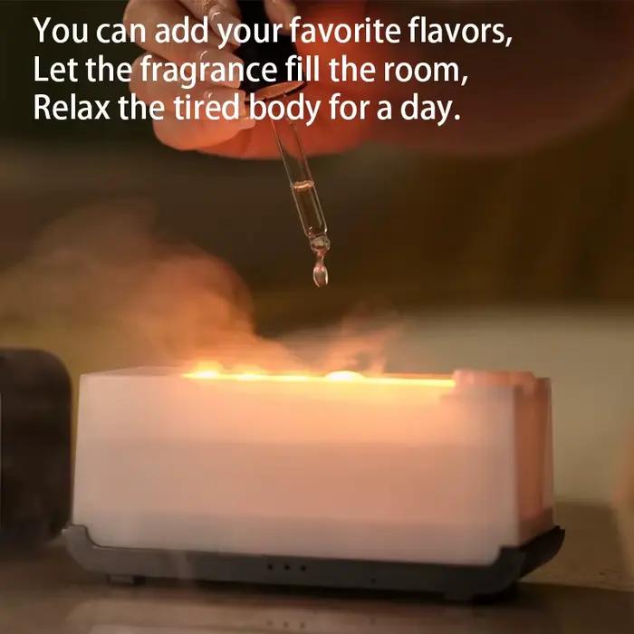Diffuseur d'arôme de flamme 3D humidificateur avec veilleuse pour chambre à coucher maison et bureau blanc ou noir