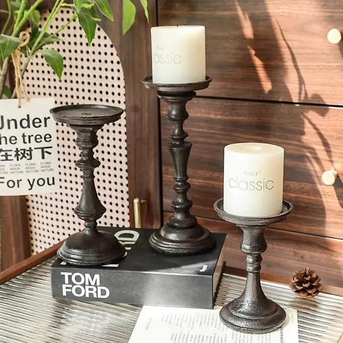 Bougeoir à jambes hautes en fonte européenne pour la maison salon table à manger décoration mariage style artisanal européen