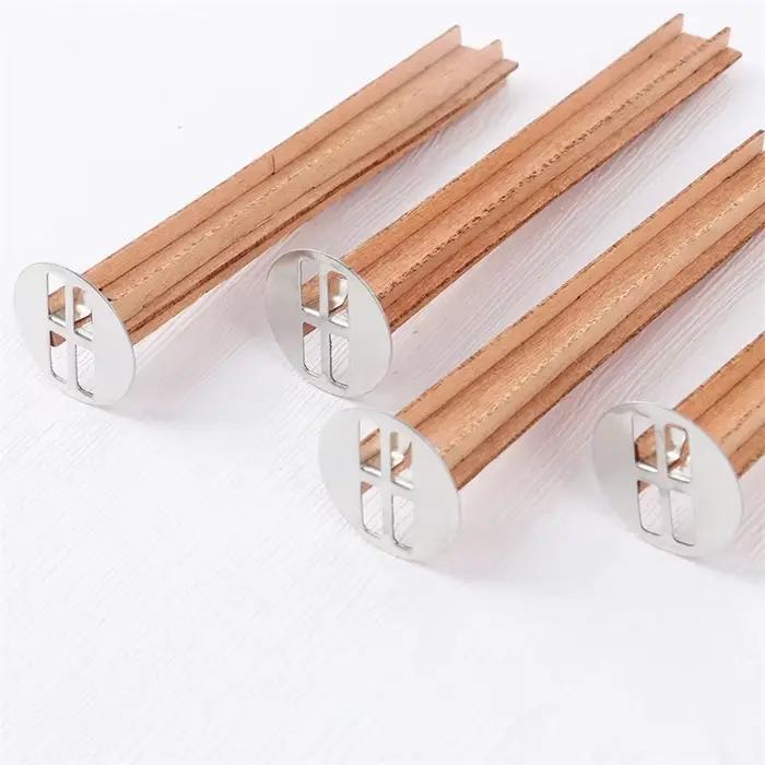 Support de mèche, base fixe de mèche de bougie à noyau en bois
