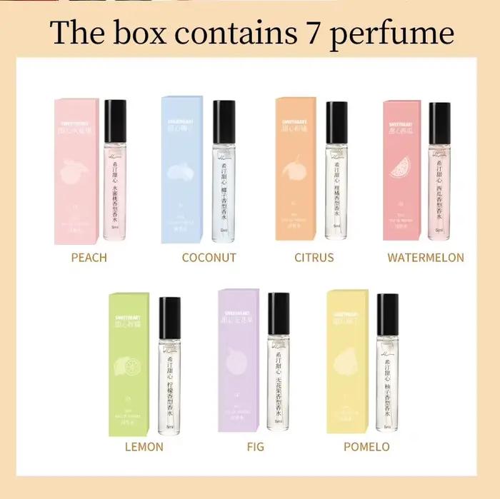 Coffret Cadeau de Parfums Miniatures Niche Frais et Fruité 7*5ml Longue Durée Pêche Coco Originales