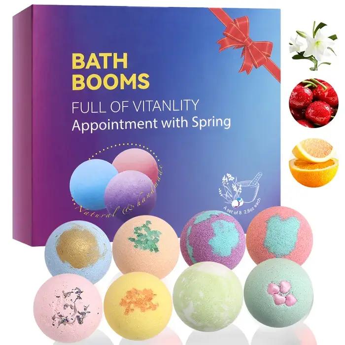 Ensemble cadeau de 8 boules de bain de 80g*8 avec sels de bain
