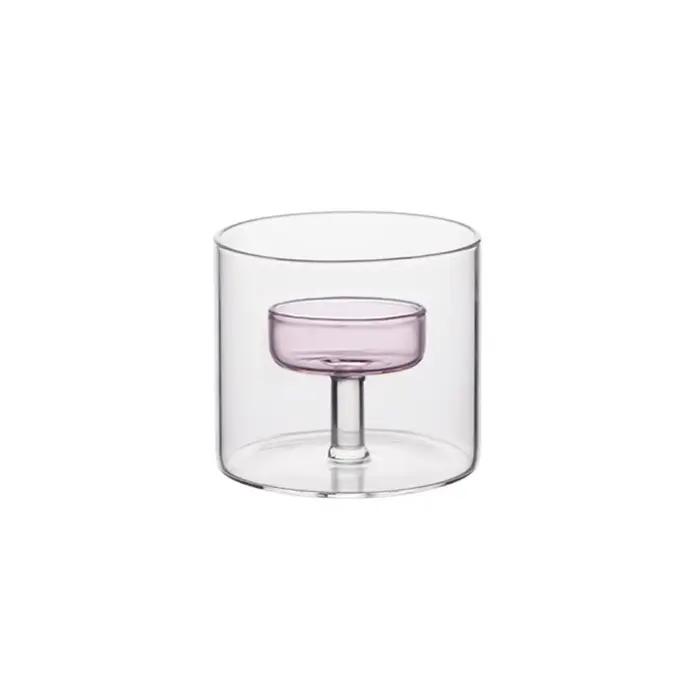 Porte-bougie en verre de style européen créatif, résistant à la chaleur, transparent, avec base soli