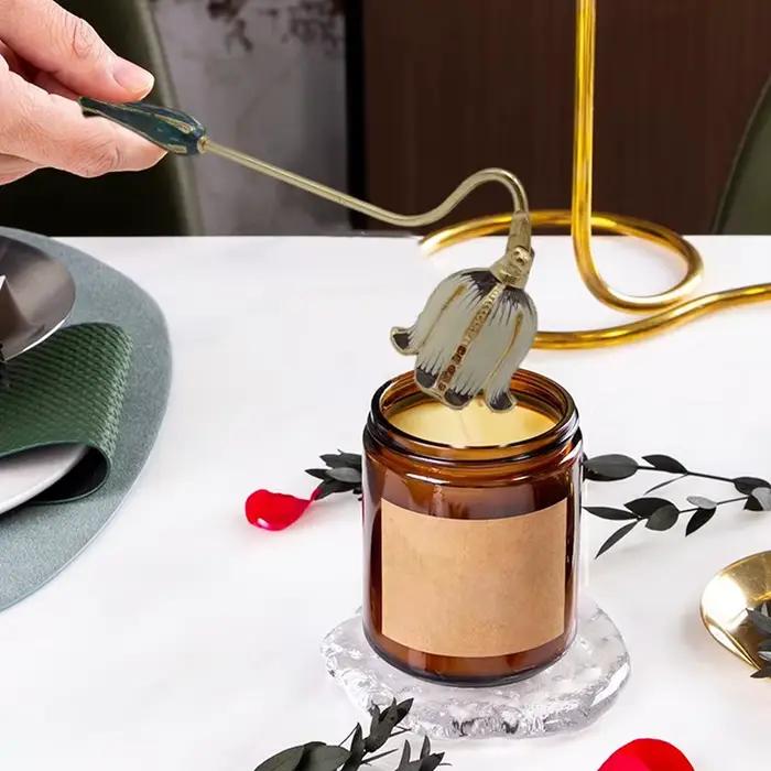 Outil d'extinction de bougie vintage avec couvercle pour pot de bougie aromatique, décoration d'intérieur, support artisanal et cadeau pour les amateurs de bougies