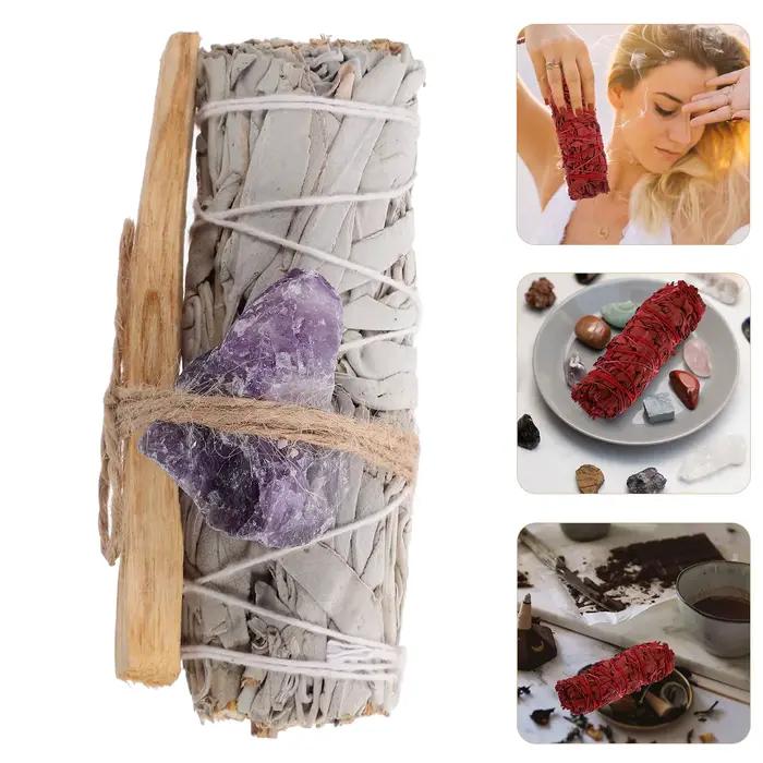 1 ensemble 1 ensemble paquet de taches aromathérapie parfum sauge sainte bâton en bois pour la méditation Purification rituel Relaxation naturel